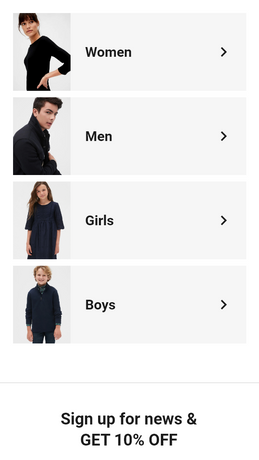 Categories on Homepage